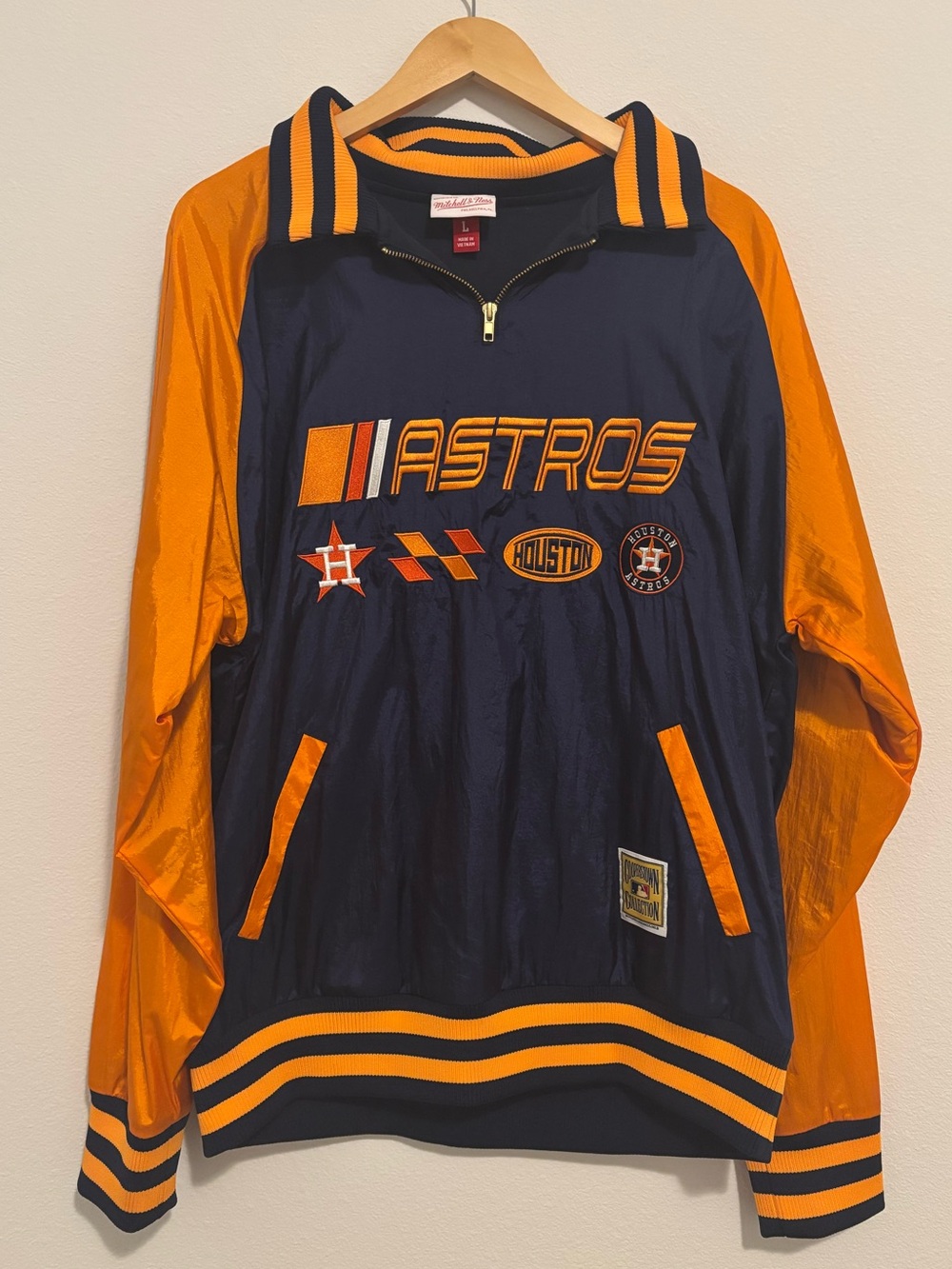 Mitchell & Ness Houston Astros Retro Pullover Windbreaker Jacket L NWOT